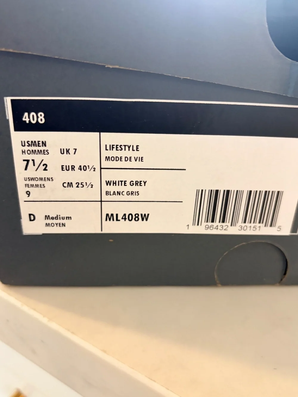 New Balance 408 Lifestyle Running Shoes White Grey Size 9 Womens